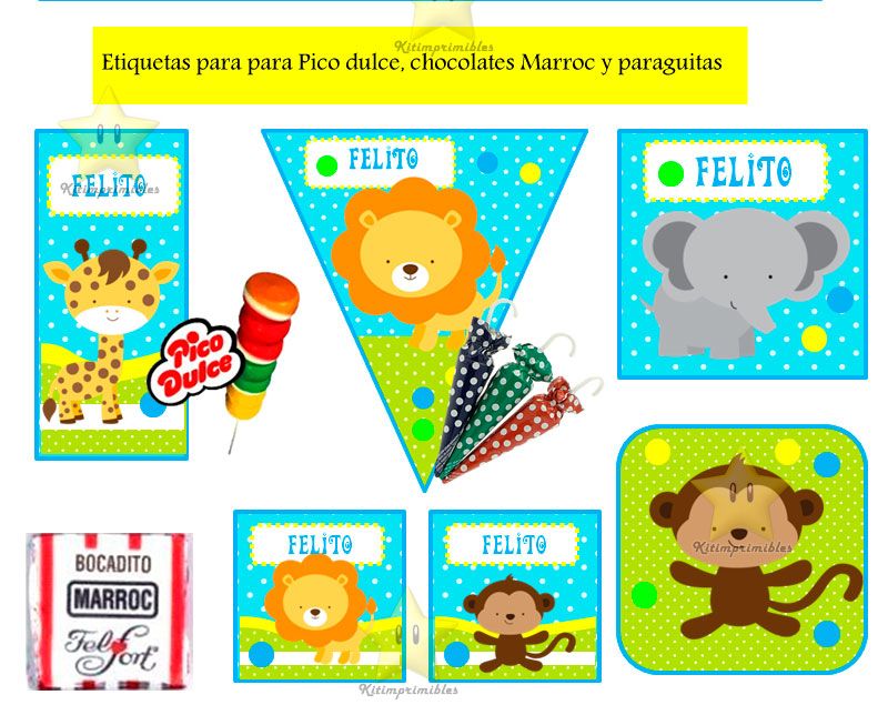 Kit Imprimible Candy Bar Animalitos Nene Todas Las Golosinas kit